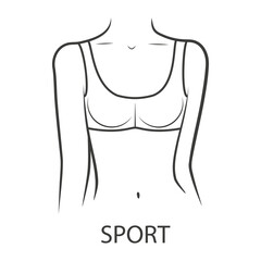 Sport style bra on a woman body. Illustration on transparent background