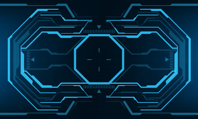 HUD sci-fi interface screen view blue octagon geometric design virtual reality futuristic technology creative display vector
