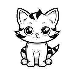 Fototapeta premium cute cat in black and white coloring