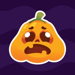 Halloween Pumpkin Illustration Sticker Cute Toon