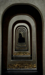 Fototapeta na wymiar Gray cement Hallway arch architecture background
