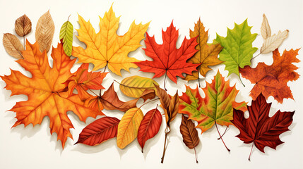 Autumn season banner, photo, illustration of autumn maple leaves, trees