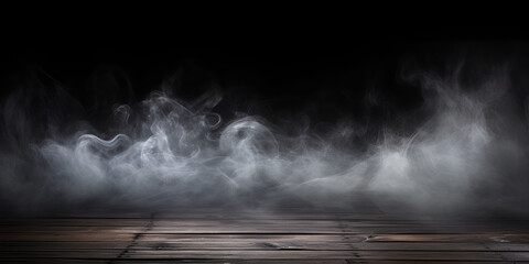 Mysterious fog on dark empty background,Premium Photo | Dark abstract empty wooden table top and smoke - Powered by Adobe