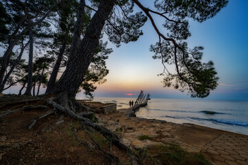 Sonnenuntergang am Strand in Savudria nähe Umag in Kroatien.