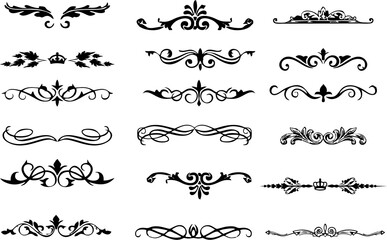 Modern Decorative Borders set in vintage style. Suitable for designing such as manuscript and certificate document elements. Art creative stylish frames in high resolution.
