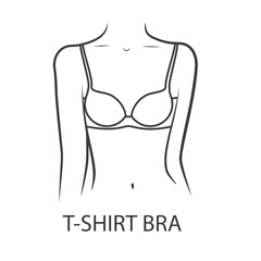 Classic t-shirt bra on a woman body. Vector illustration on white background