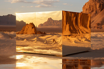glass box in the desert