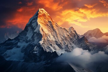 Sunrise over the alps mountains
