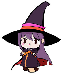 halloween witch with broom