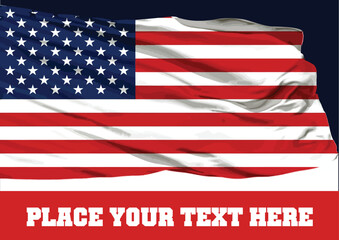 Fototapeta na wymiar Flag of United States of America. Poster with place for text. Color vector illustration