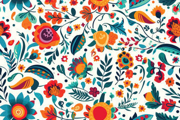 Vector abstract, art, backdrop, background, Christmas seamless pattern with Watercolor painting green leaves and lisianthus flower arrangement and berries. Hand drawn.