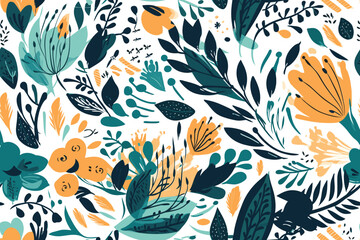 Field flowers. vector seamless pattern with cornflowers.