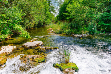 The river Cesse in the village of Mirepeisset in the South of France