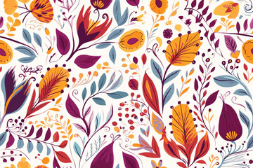 vector floral seamless pattern with colorful exotic flowers.
