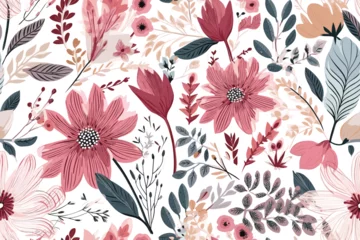 Foto auf Acrylglas Flowers seamless background. Stylish beautiful floral pattern on paper texture. Elegance vintage vector illustration. © Jahid CF 5327702