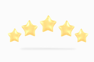 Rating five stars 3d realistic five golden stars icons