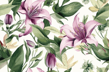 Vector art Floral seamless original pattern in vintage paisley style. Traditional floral pattern for fabric, wallpapers and backgrounds. Ornamental garden Flowers and leaves. © A to Z