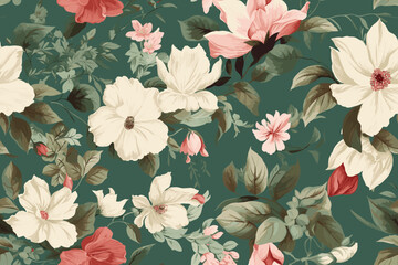 Vector art Floral seamless original pattern in vintage paisley style. Traditional floral pattern for fabric, wallpapers and backgrounds. Ornamental garden Flowers and leaves. © A to Z