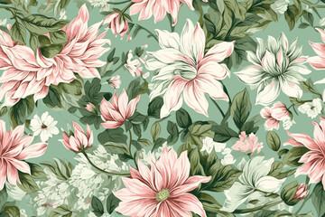 Vector art Floral seamless original pattern in vintage paisley style. Traditional floral pattern for fabric, wallpapers and backgrounds. Ornamental garden Flowers and leaves.
