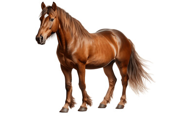 Portrait of a Running Brown Horse Isolated on a Transparent Background PNG. Generative Ai - obrazy, fototapety, plakaty