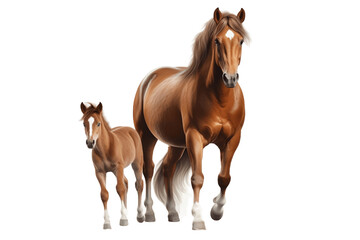 Horse Duo Isolated on a Transparent Background PNG. Generative Ai