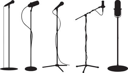 Microphone Stand Silhouette Vector Pack