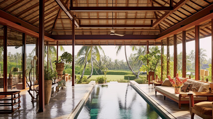 Luxurious Bali property with contemporary design, elegant decor, and serene outdoor oasis.