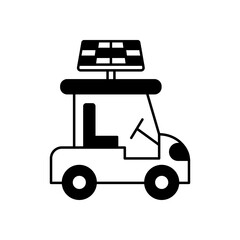 Golf cart with solar Vector Icon which can easily modify or edit

