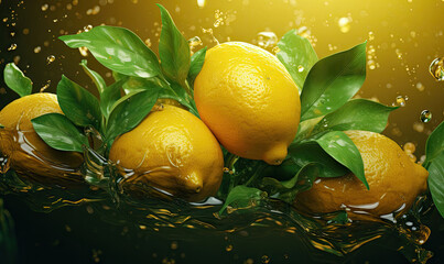 Splashing fresh citrus fruit concept. Created by AI