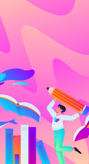 Education learning people flat vector concept hand drawn illustration
