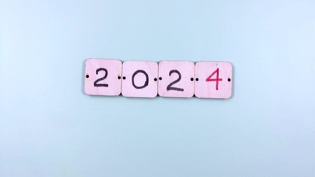 new year 2023 changes to 2024, new year 2024, stop motion