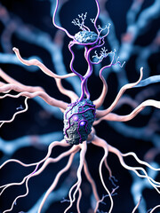 neuron close-up. neuron with nerve processes