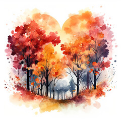 Obraz na płótnie Canvas Autumn landscape in a heart shape
