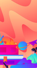 Education learning people flat vector concept hand drawn illustration
