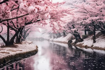 Foto op Plexiglas Pink sakura blossoms © Teps