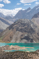 Blue beautiful mountain lake in the mountains of Tajikistan