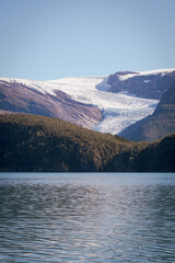 glacier at a lake
