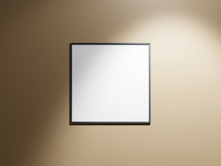 Minimal picture poster frame mockup on brown wallpaper