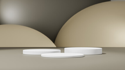 Abstract scene background. Cylinder podium on brown background. Product presentation, mock up, show cosmetic product, Podium, stage pedestal or platform.