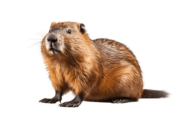 Beautiful Beaver Isolated on a Transparent PNG Background. Generative Ai - obrazy, fototapety, plakaty