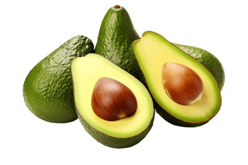 Avocado Pair Isolated on a Transparent PNG Background. Generative Ai