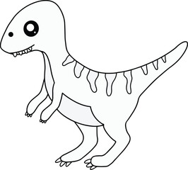 Cute Velociraptor Dinosaur Line Art
