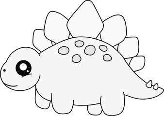 Cute Stegosaurus Dinosaur Line Art