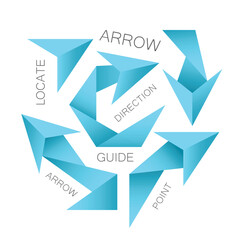 Arrow origami icons collection isolated white background.