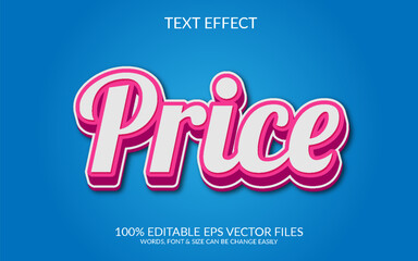 Price Fully editable vector eps text effect design