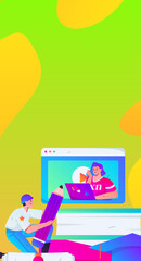 Education learning people flat vector concept hand drawn illustration