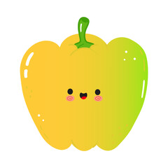 Colored bell pepper character. Vector hand drawn cartoon kawaii character illustration icon. Isolated on white background. Colored bell pepper character concept