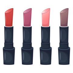 Obraz premium Different color lipstick isolated on white background