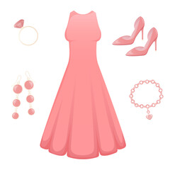 Bachelorette party elements in pink trendy color