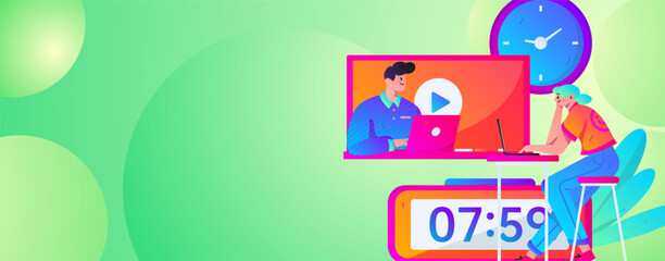 Education learning people flat vector concept hand drawn illustration